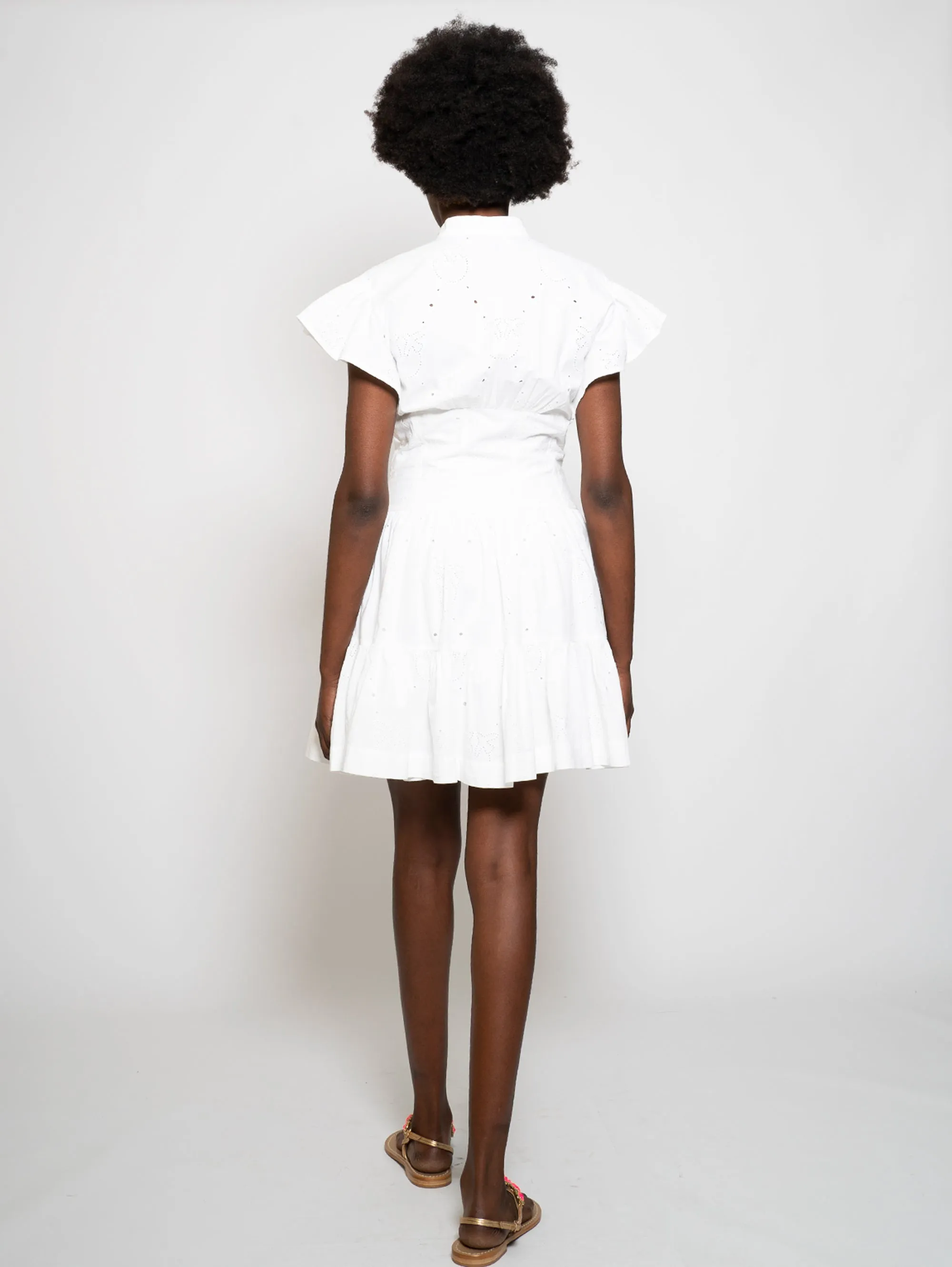 Short Dress in White Sangallo
