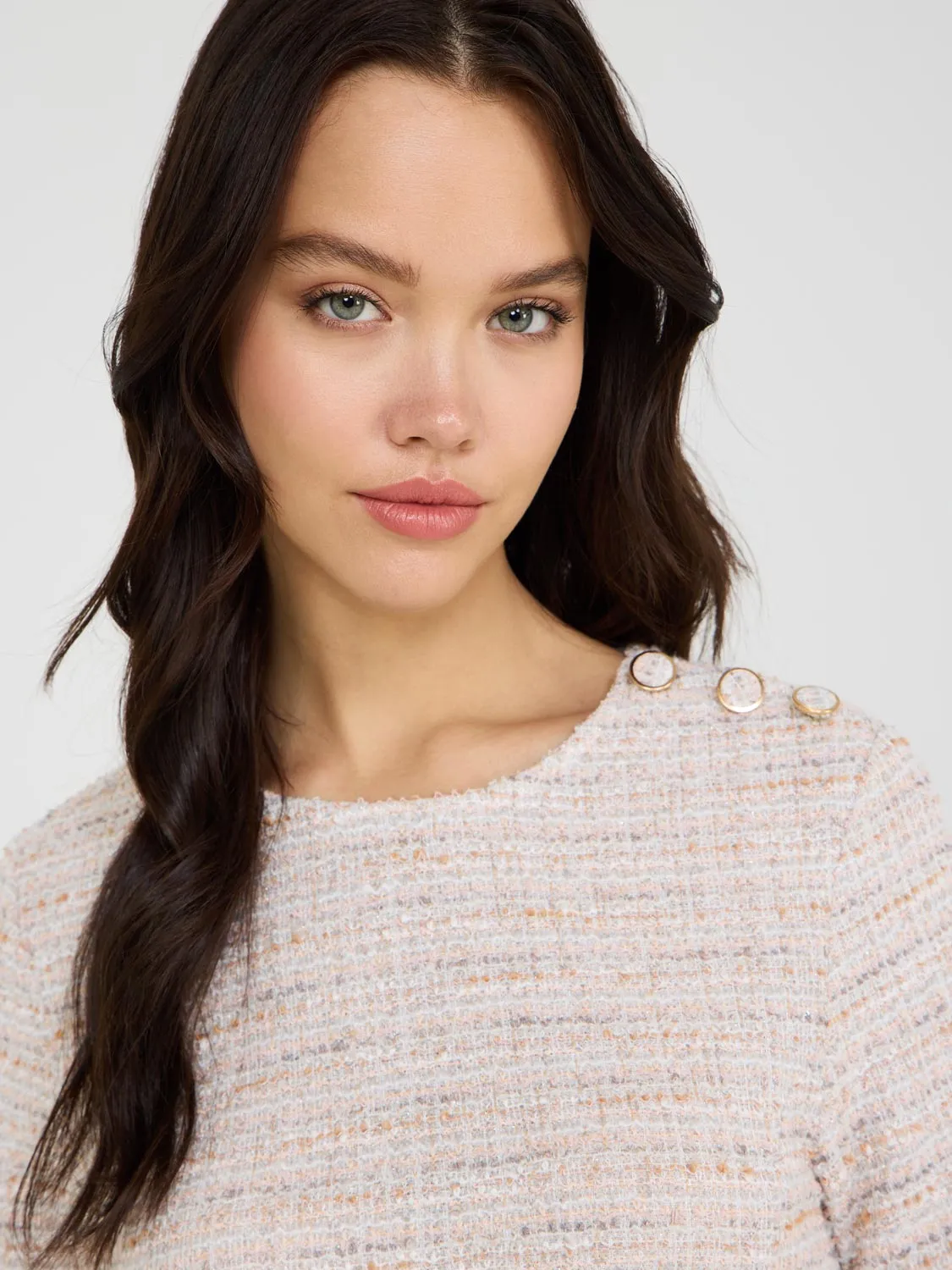 Short Sleeve Boucle Dress