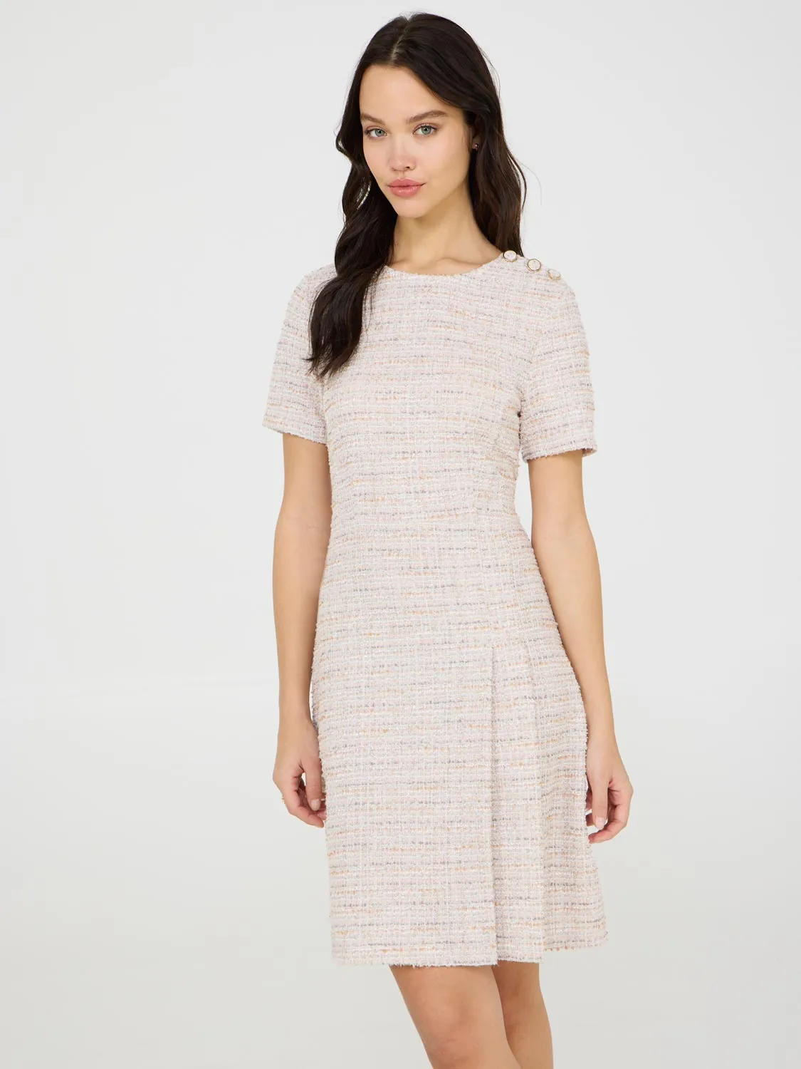 Short Sleeve Boucle Dress