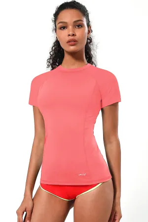 Short Sleeve UPF 50 Rashguard coral_Biking