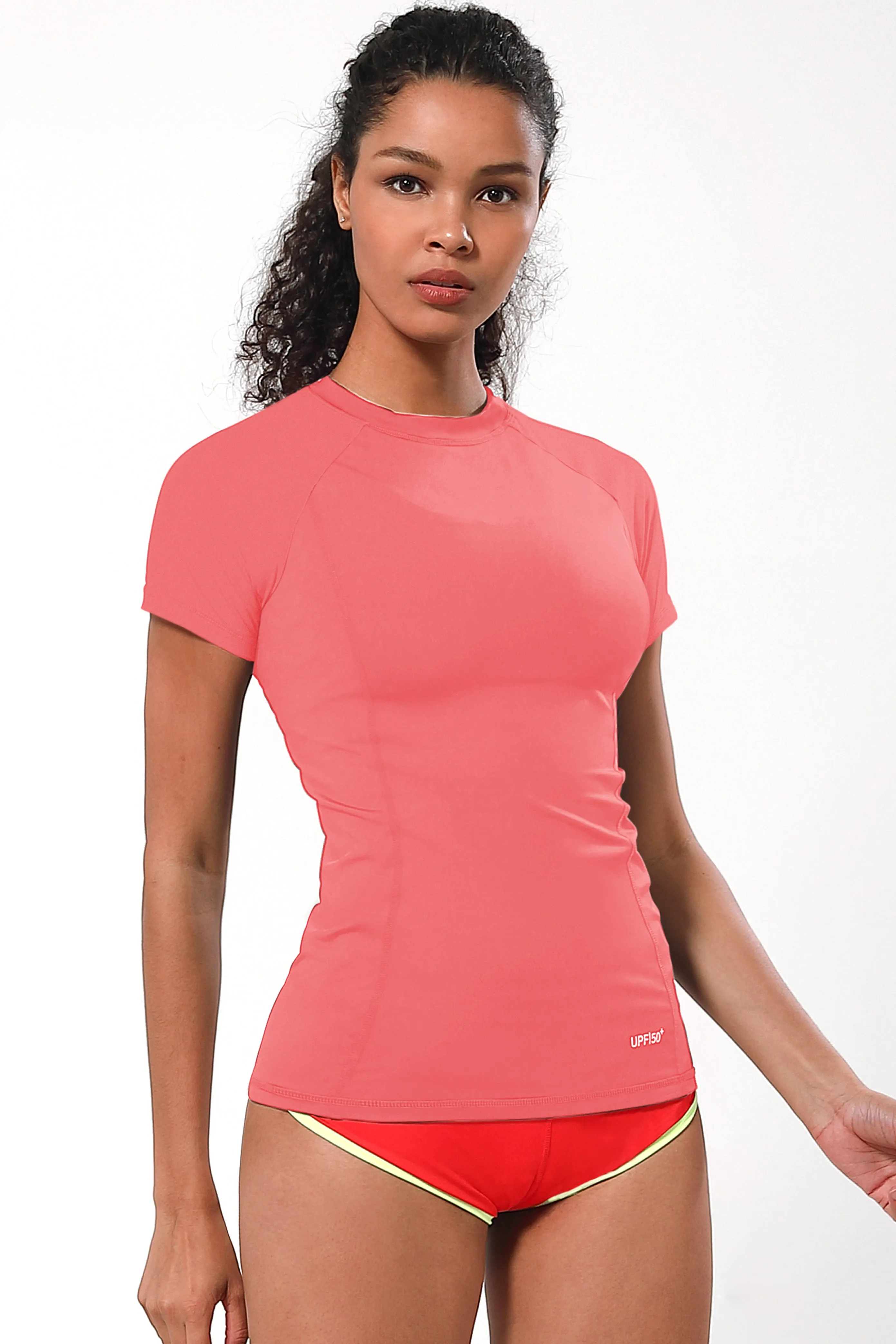 Short Sleeve UPF 50 Rashguard coral_Jogging