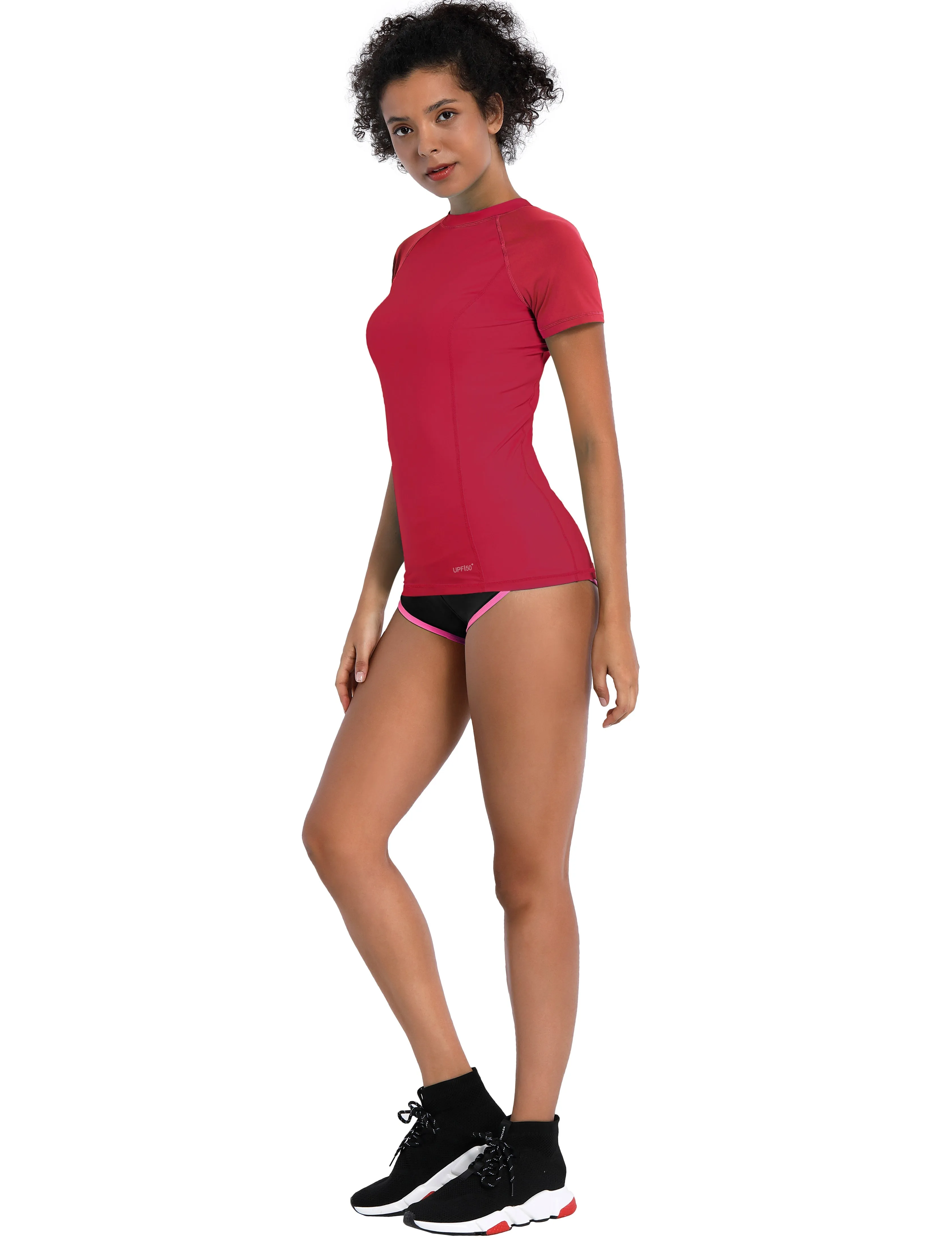 Short Sleeve UPF 50 Rashguard rosecoral_Biking