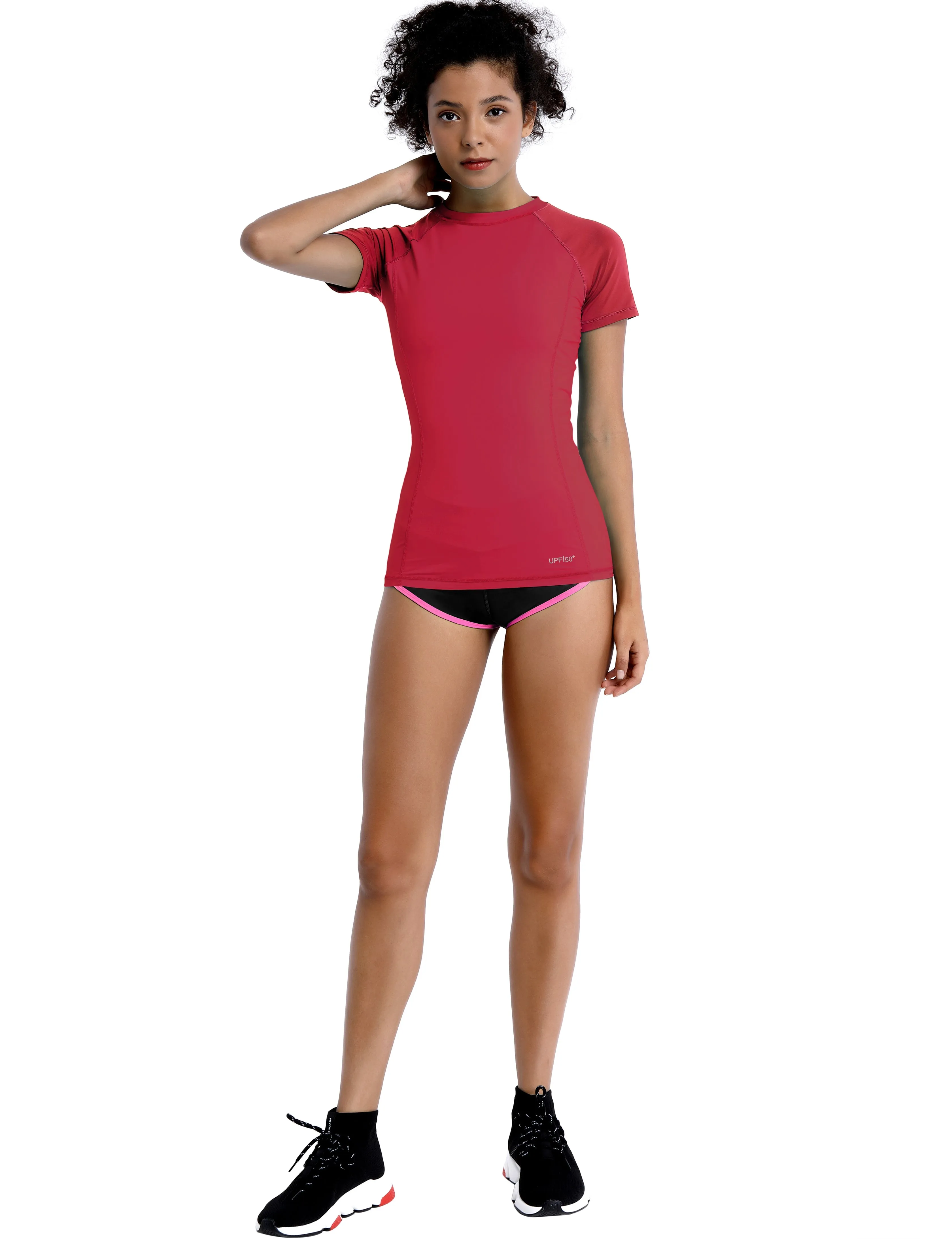 Short Sleeve UPF 50 Rashguard rosecoral_Biking