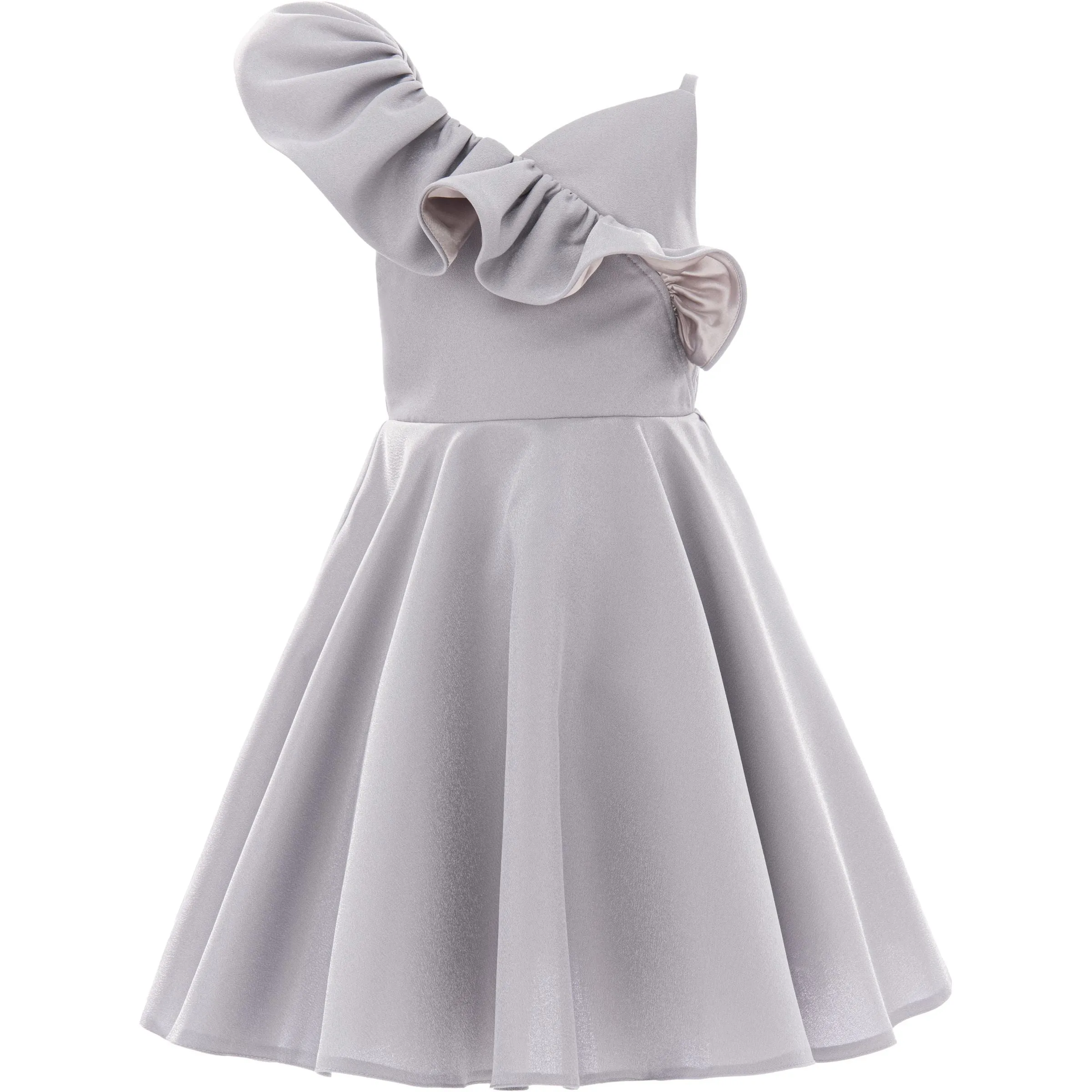 Silver Riviera Off Shoulder Ruffle Dress