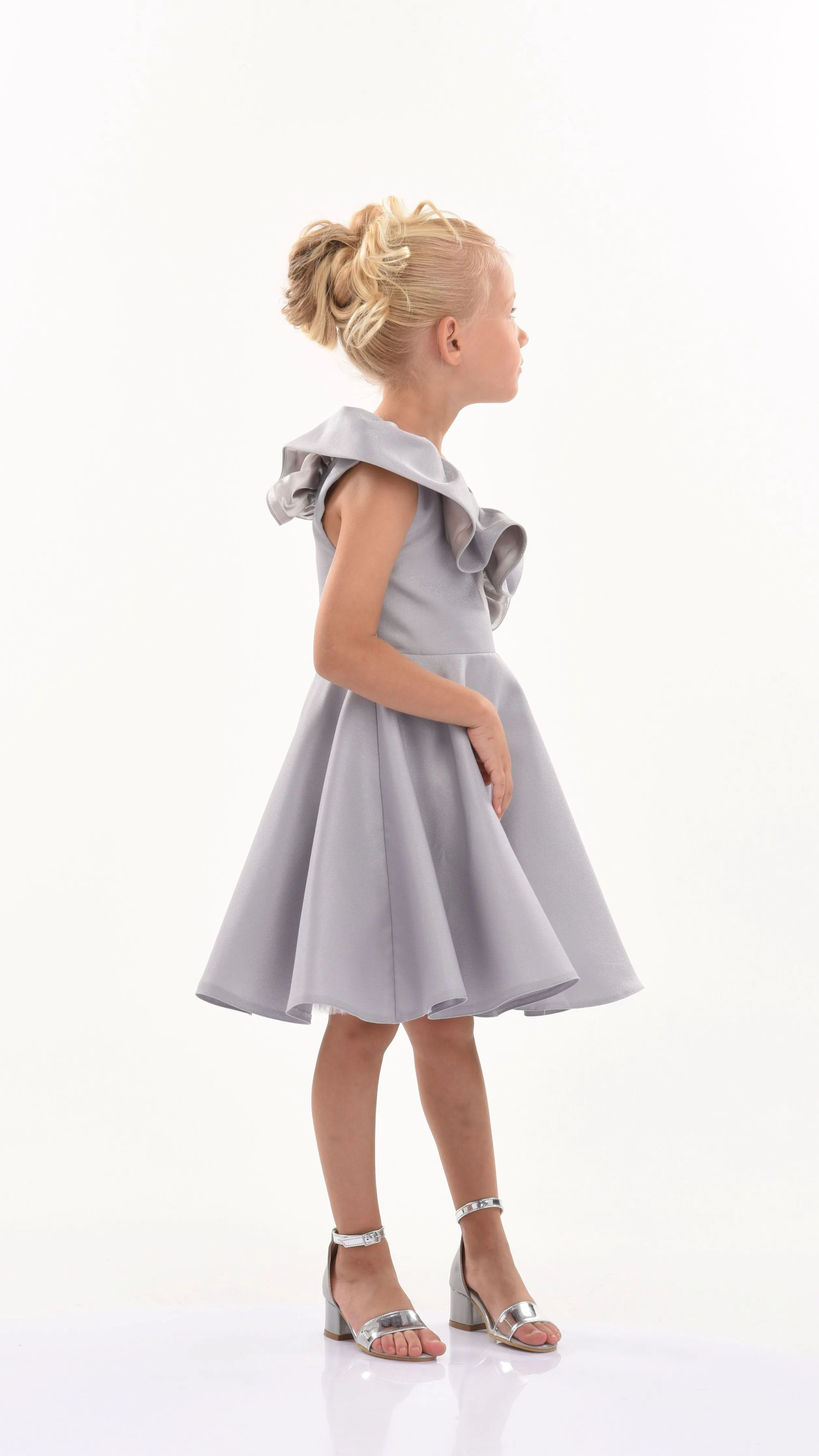 Silver Riviera Off Shoulder Ruffle Dress