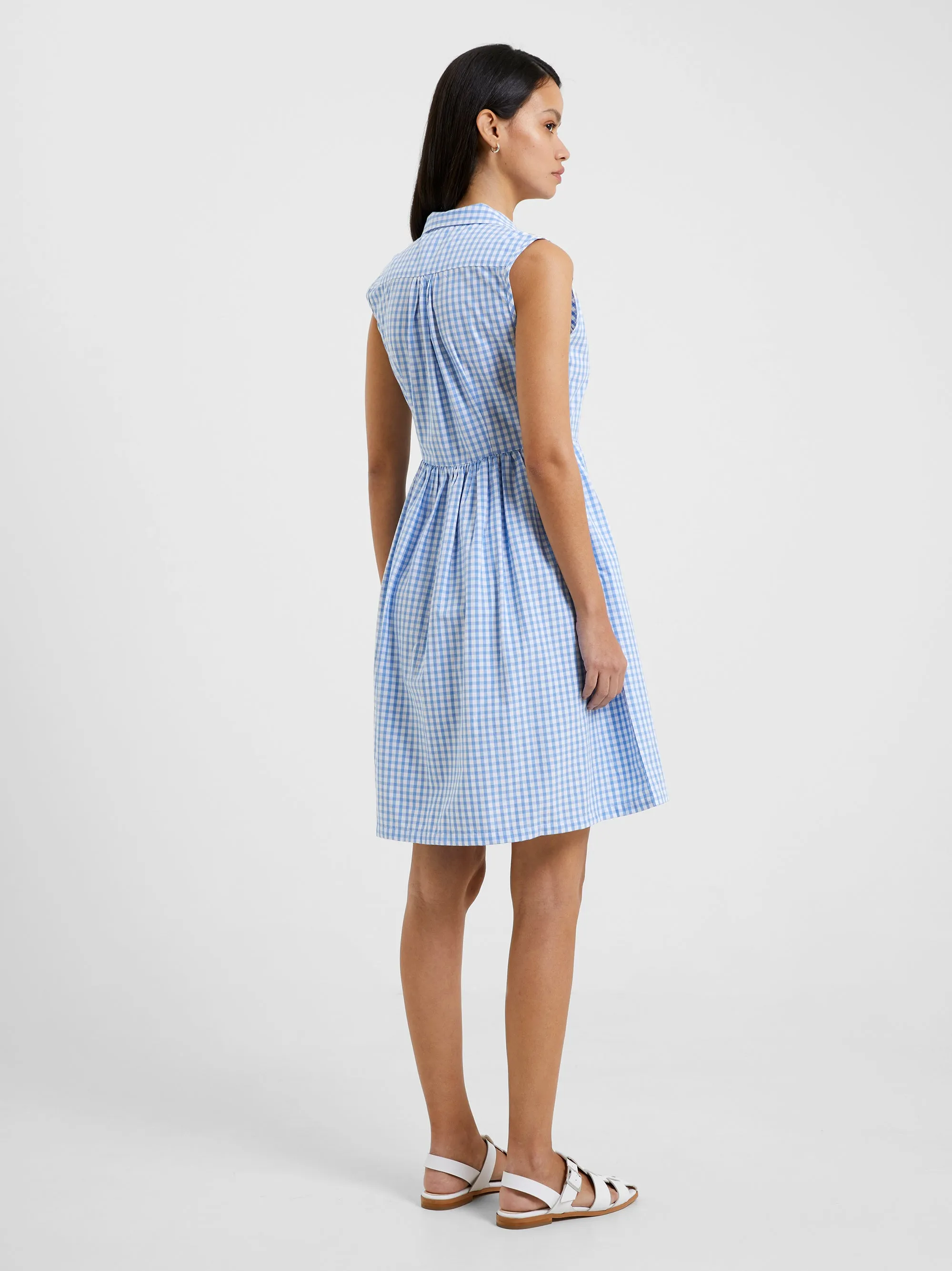 Sleeveless Gingham Smock Dress