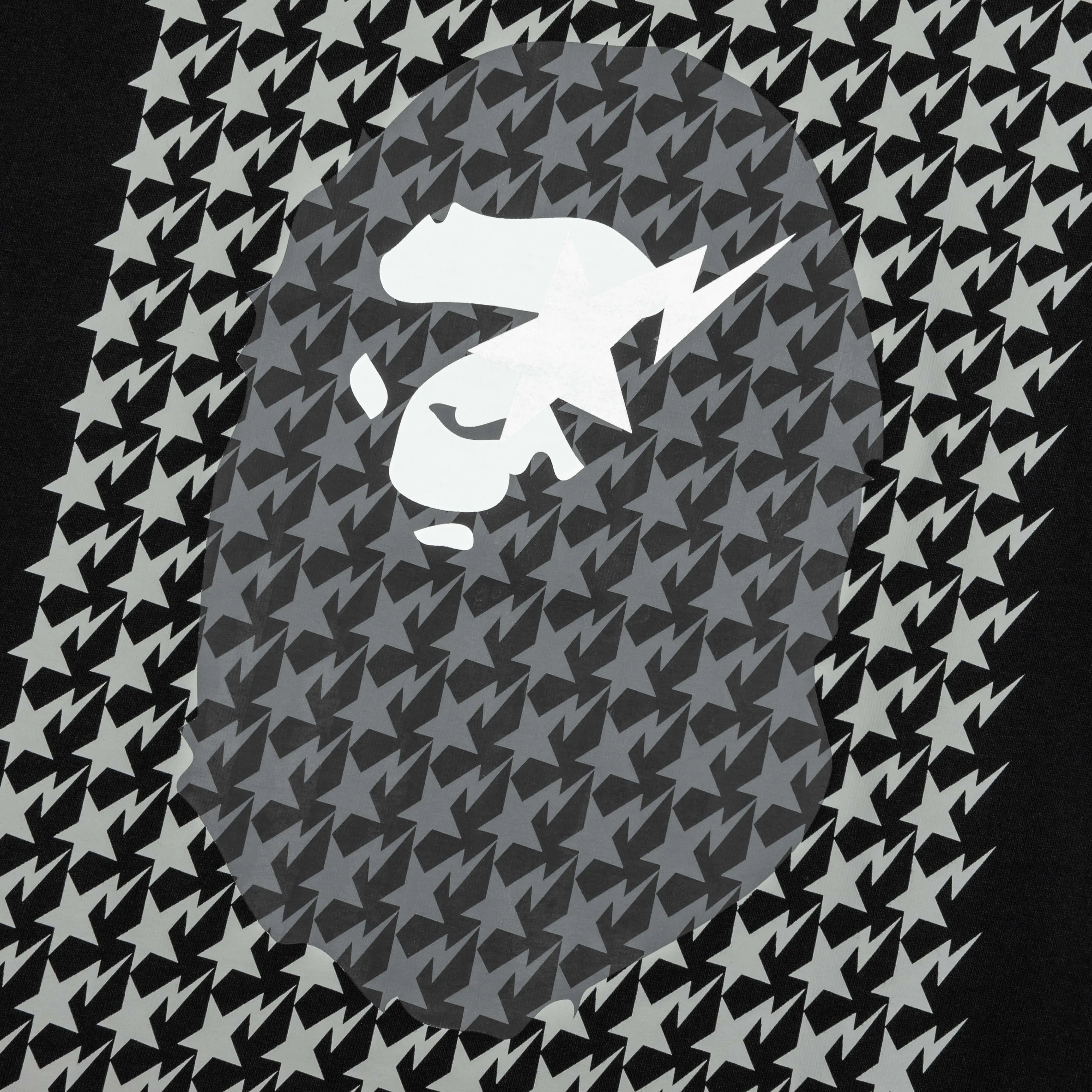 STA Houndstooth Ape Head Tee - Black/Black