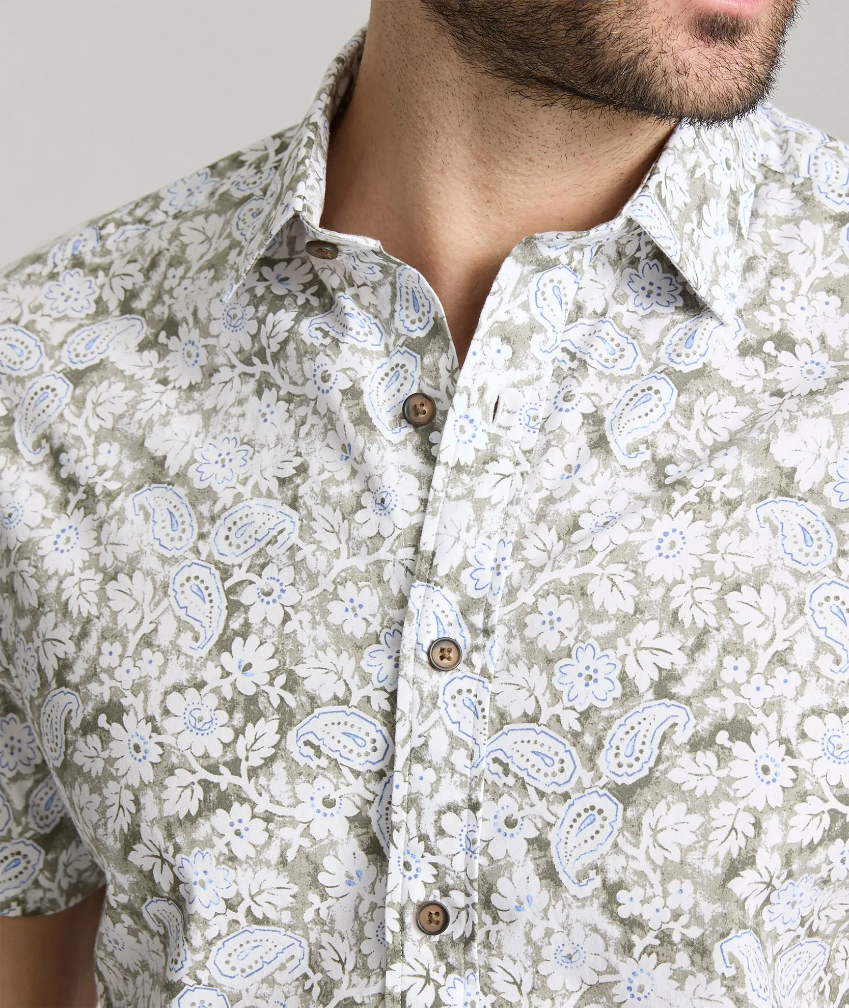 Stretch Cotton Short-Sleeve Wright Shirt