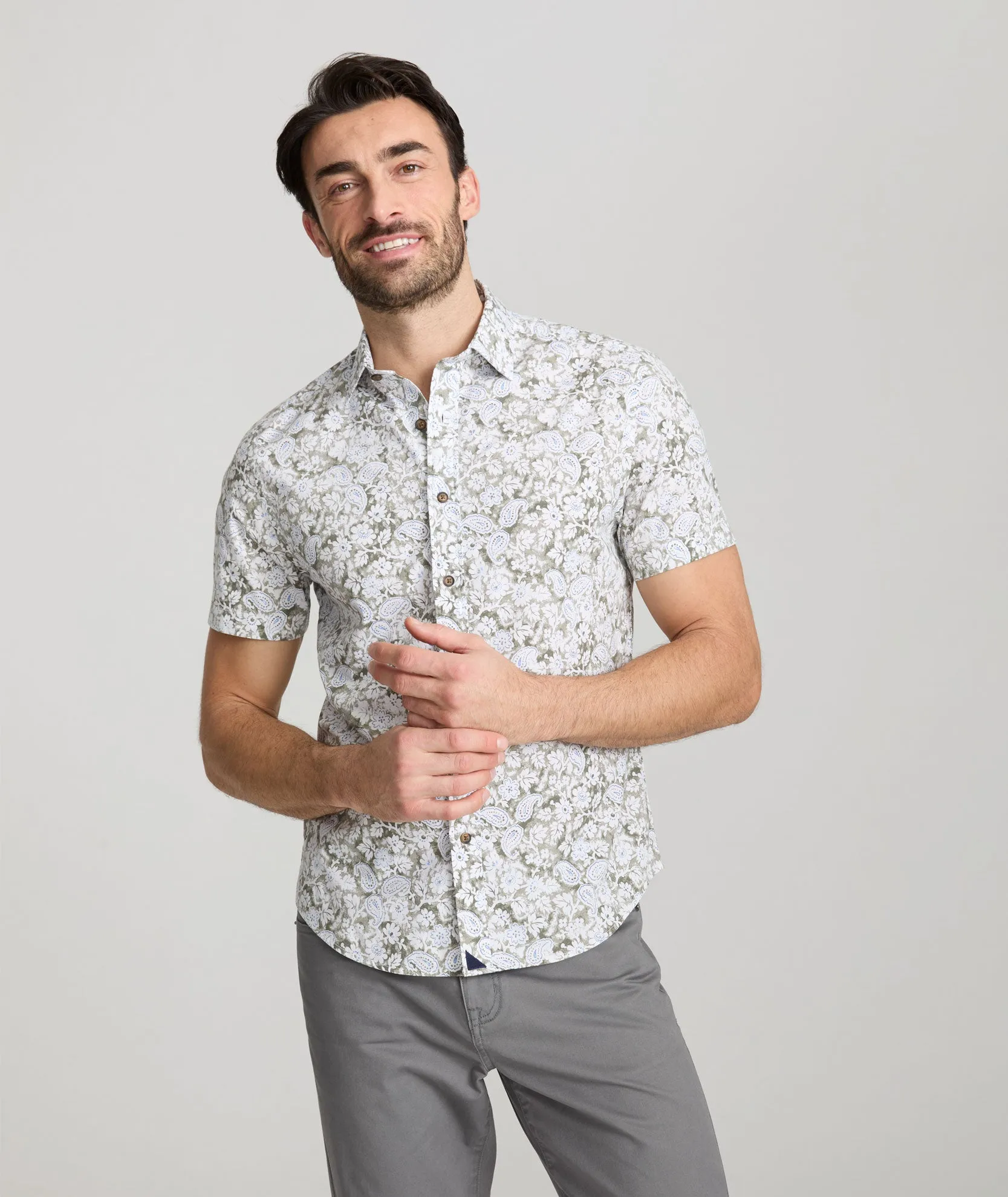 Stretch Cotton Short-Sleeve Wright Shirt