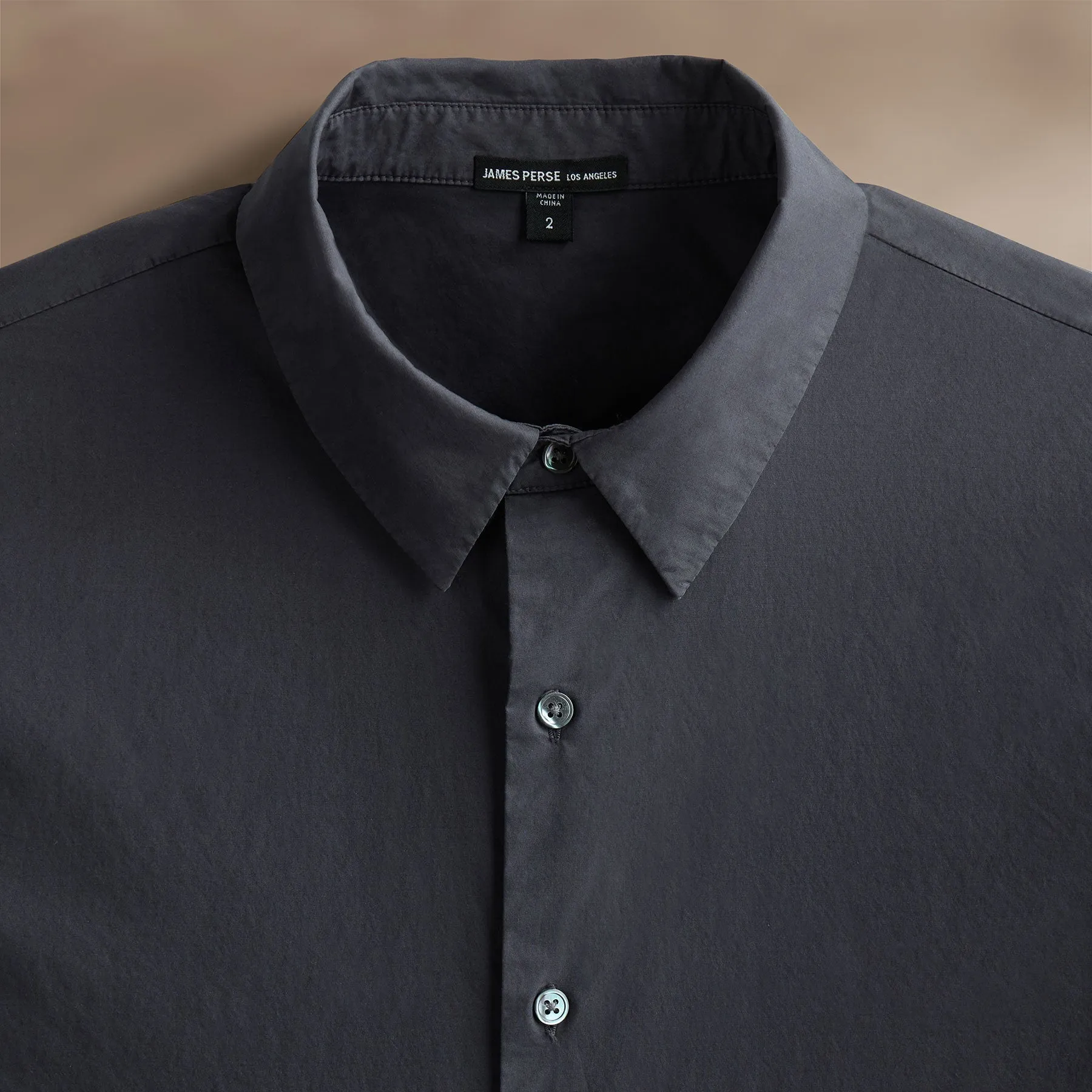 Stretch Poplin Shirt - Asphalt
