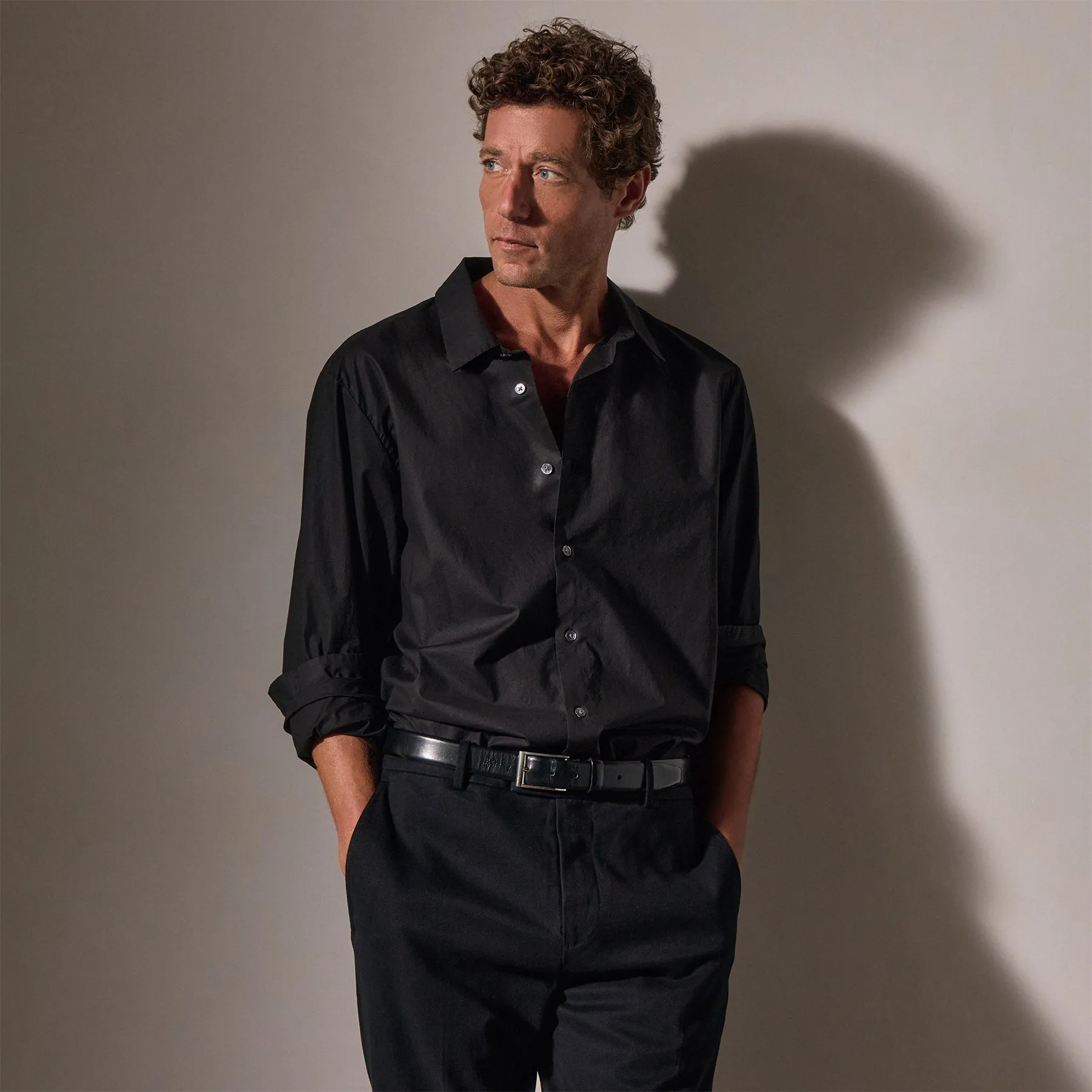 Stretch Poplin Shirt - Black