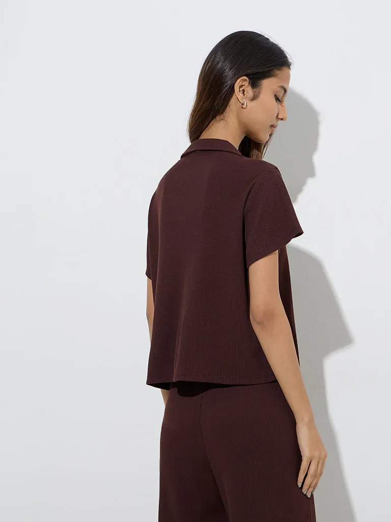 Superstar Brown Waffle-Textured Shirt