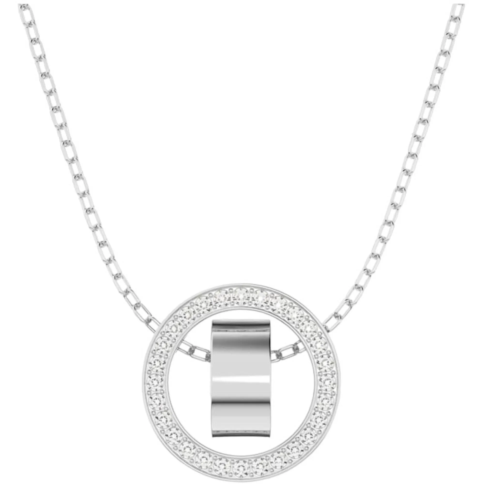 Swarovski Women's Pendant - Hollow White Rhodium Plated Sliding Ball Clasp | 5636501