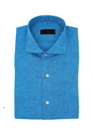 Teal Hand Finished Italian Linen Sport Shirt