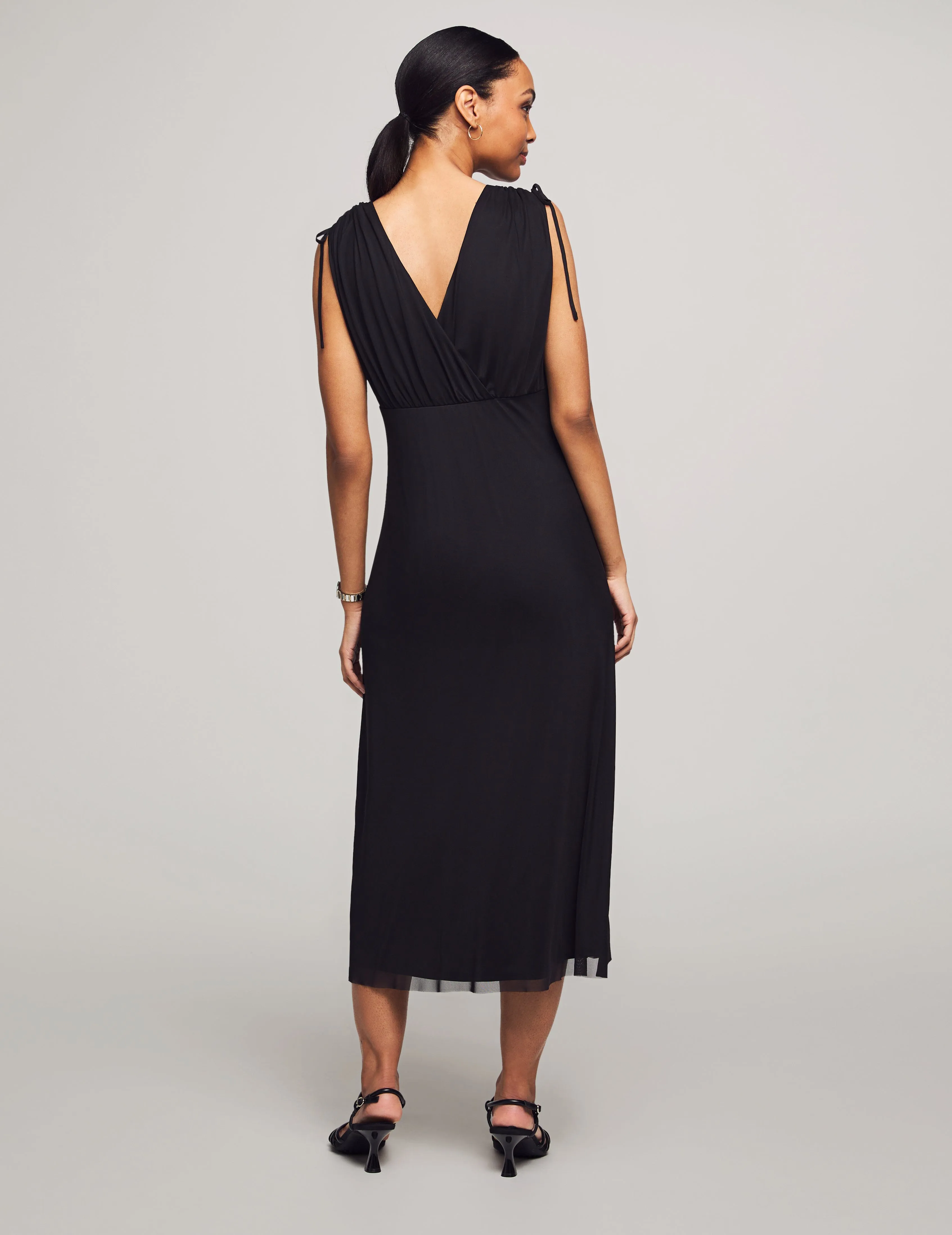 Tie Shoulder Surplice Midi Dress- Sale