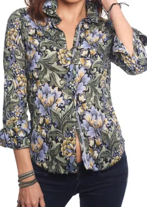 Tikal Button Up Blouse In Blue