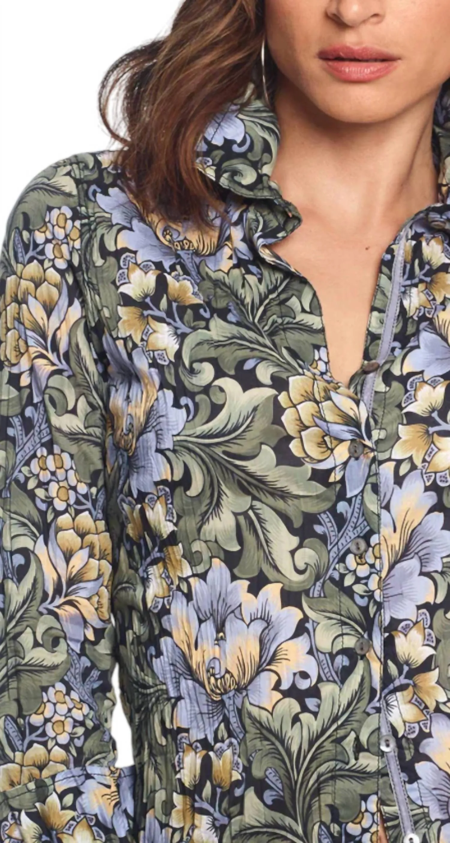 Tikal Button Up Blouse In Blue