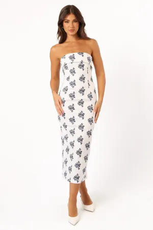 Toni Strapless Midi Dress - Off White