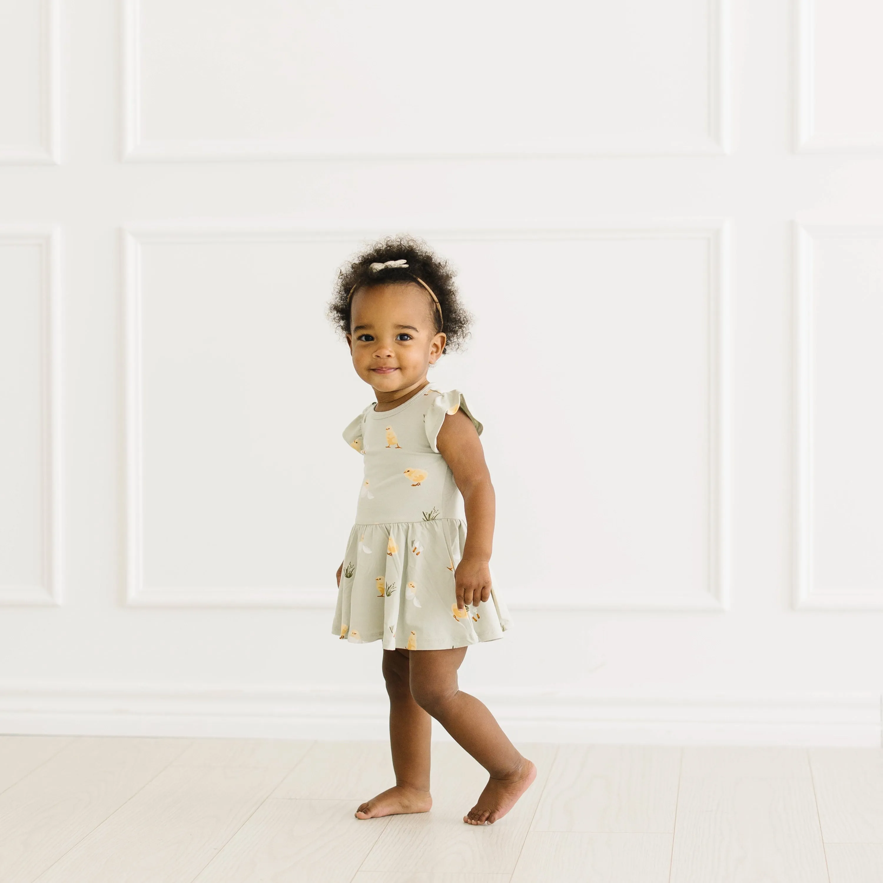 Twirl Bodysuit Dress in Aloe Chick