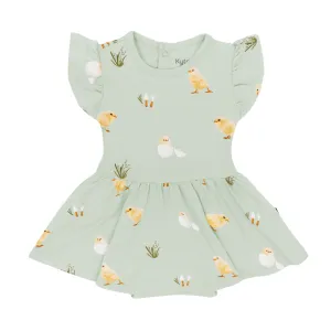Twirl Bodysuit Dress in Aloe Chick