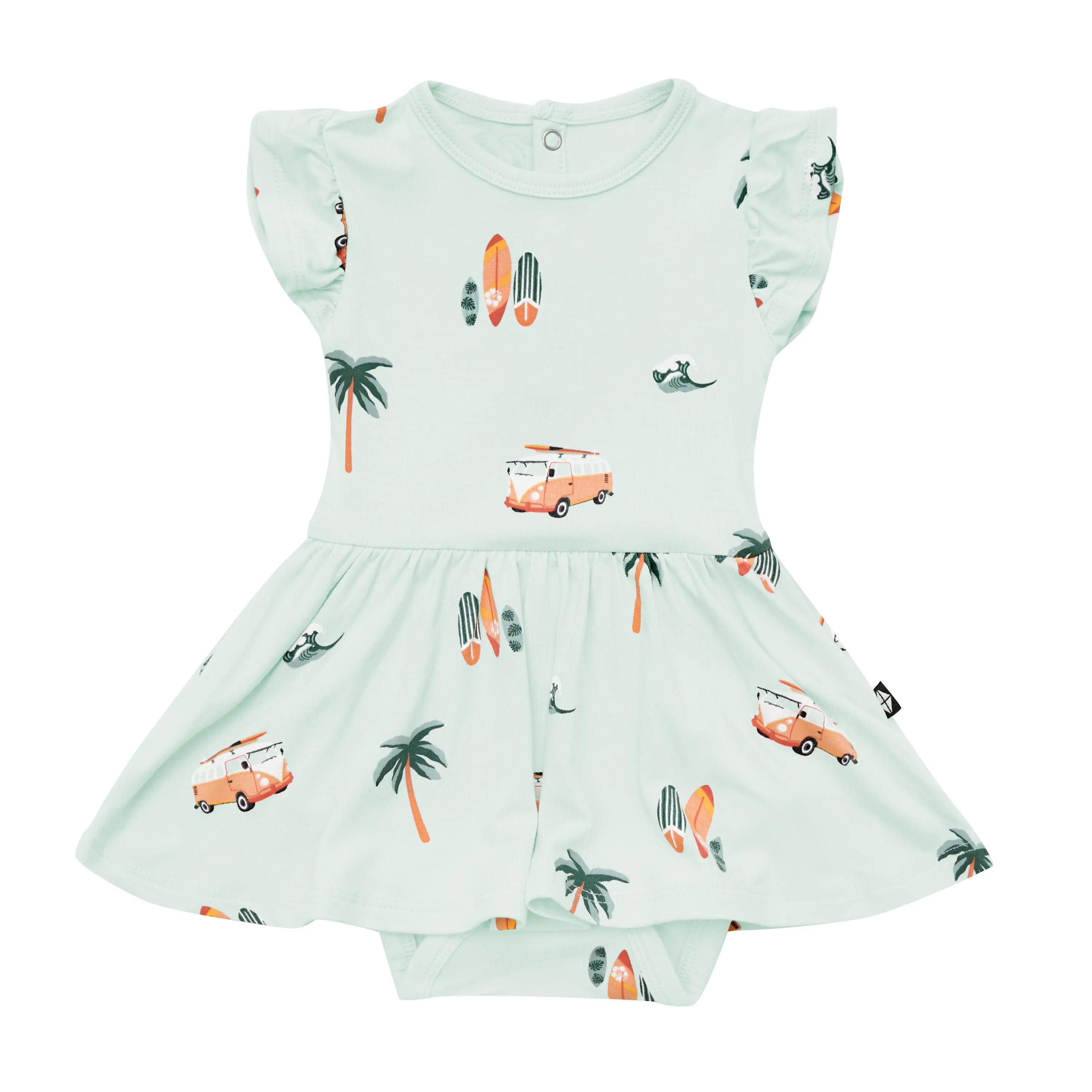 Twirl Bodysuit Dress in Dew Surf