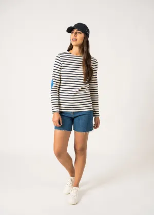 VAUJANY - Striped Shirt with Heart Elbow Patches (ECRU / NAVY / MER BLUE)