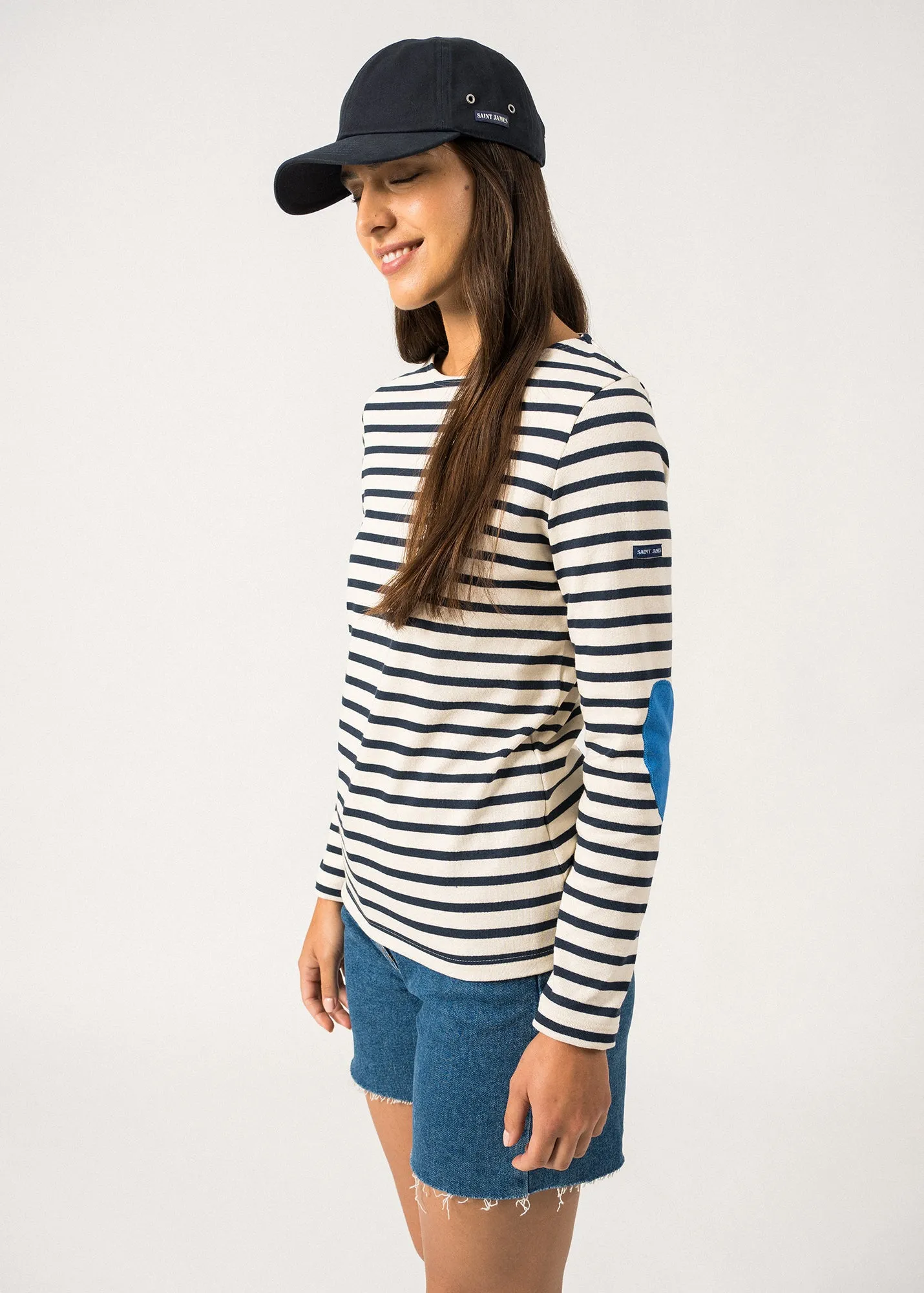 VAUJANY - Striped Shirt with Heart Elbow Patches (ECRU / NAVY / MER BLUE)