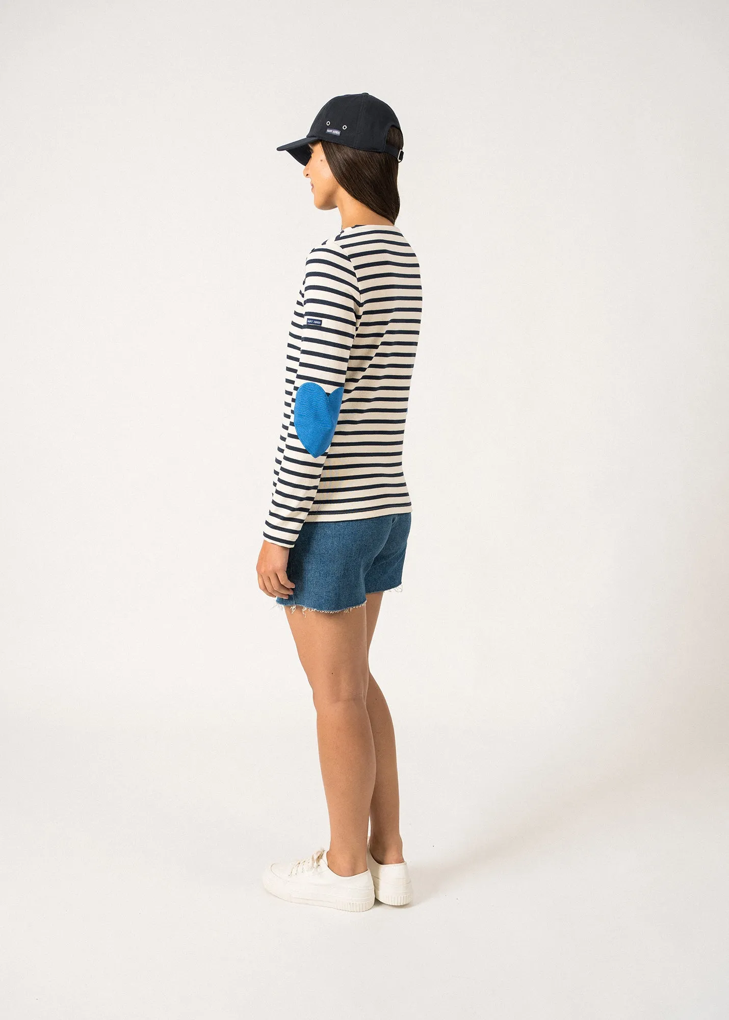 VAUJANY - Striped Shirt with Heart Elbow Patches (ECRU / NAVY / MER BLUE)