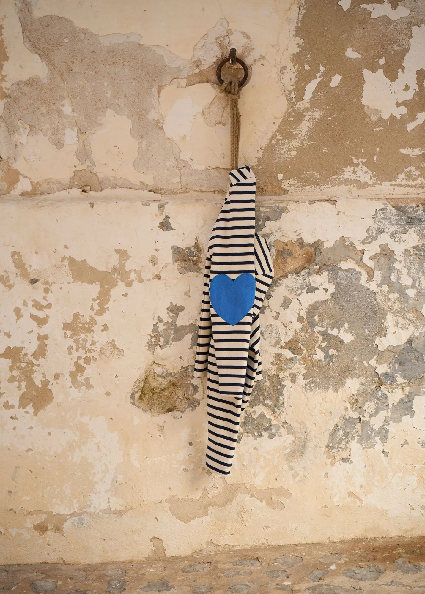 VAUJANY - Striped Shirt with Heart Elbow Patches (ECRU / NAVY / MER BLUE)
