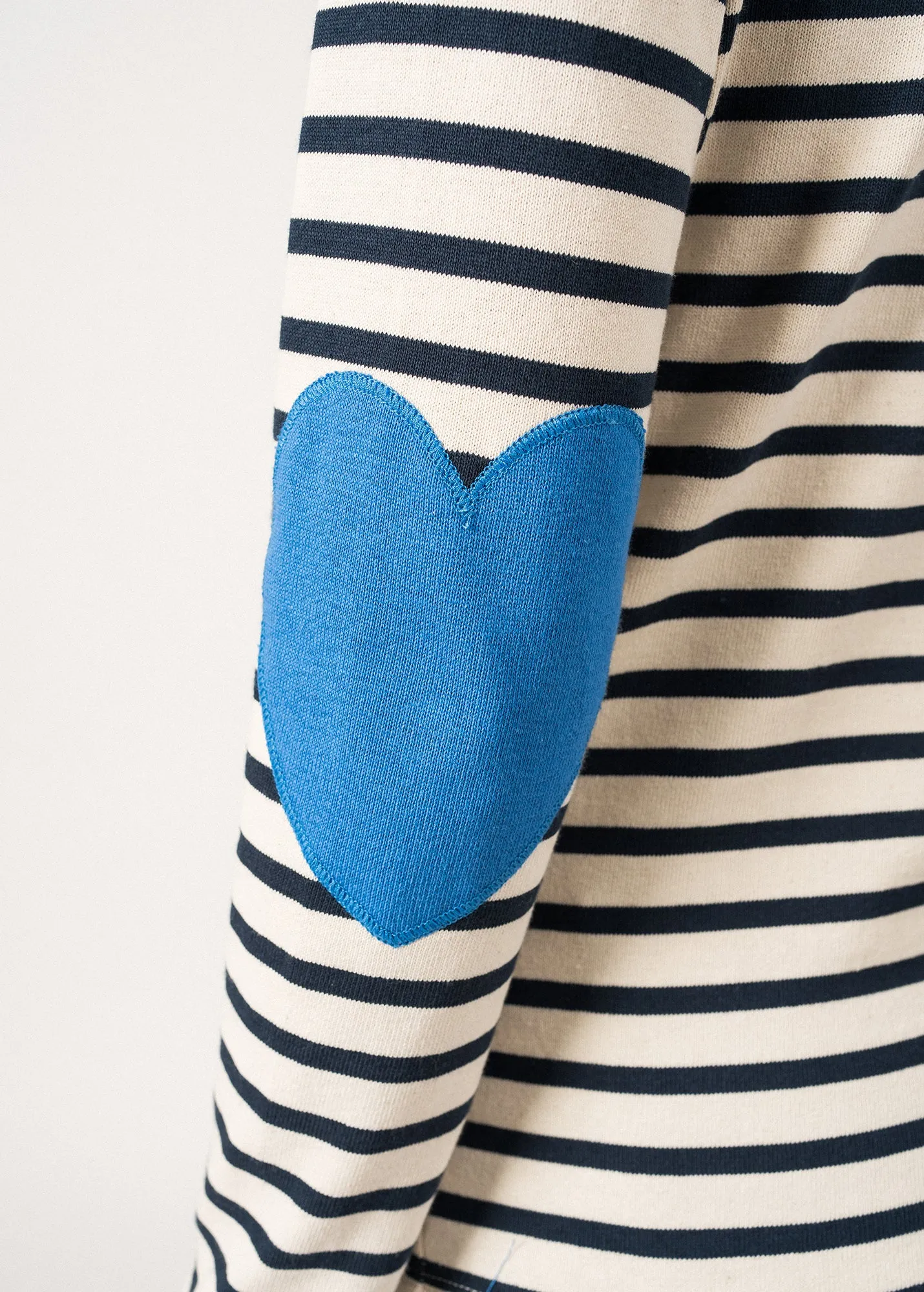 VAUJANY - Striped Shirt with Heart Elbow Patches (ECRU / NAVY / MER BLUE)