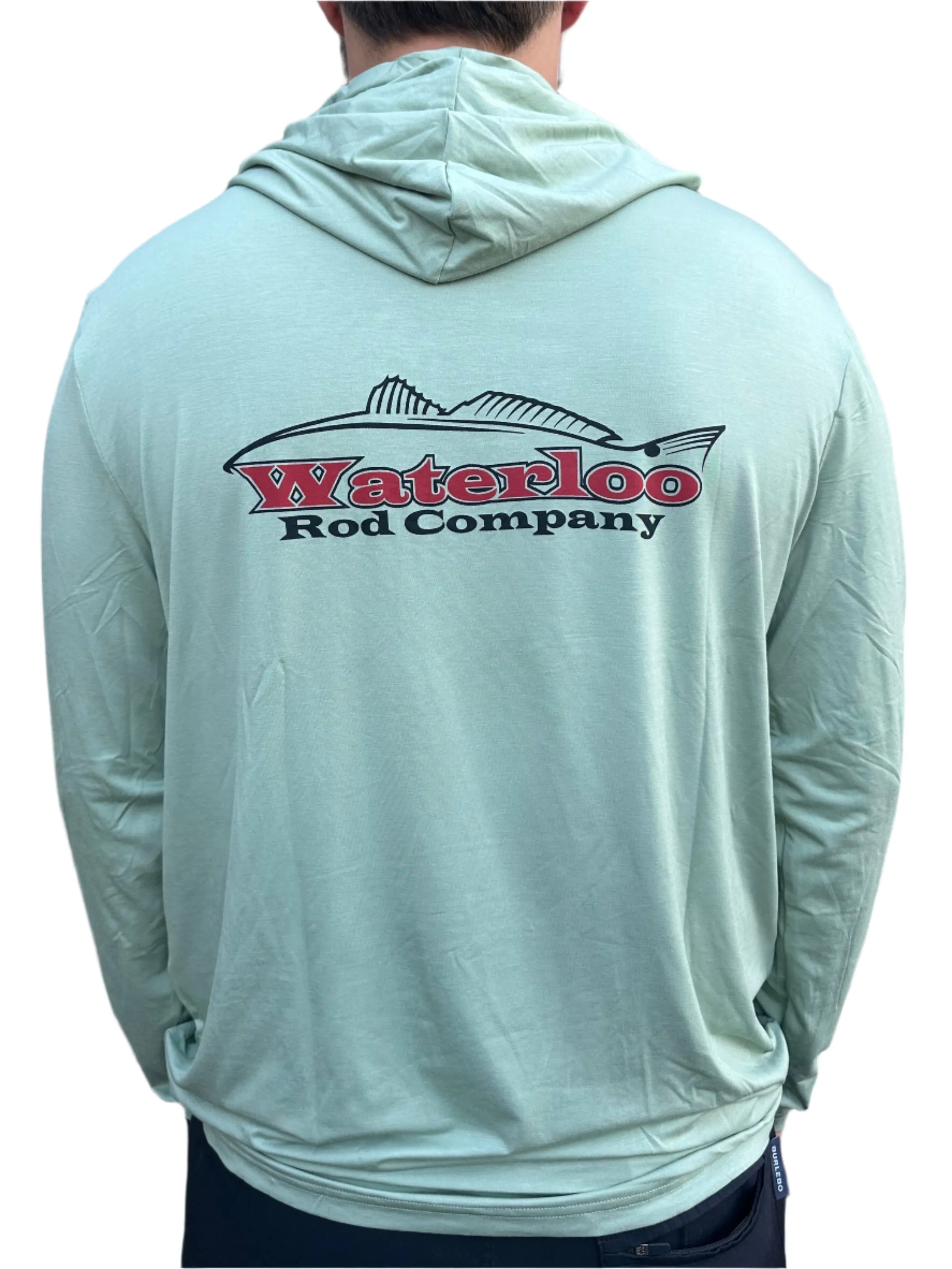 Waterloo Sage Hooded Long Sleeve Bamboo Shirt - Redfish Logo