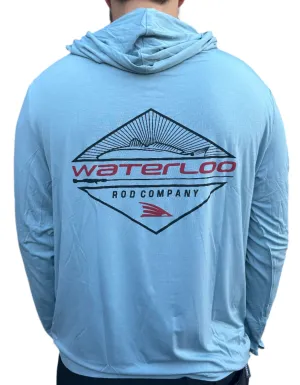 Waterloo Steel Blue Hooded Long Sleeve Bamboo Shirt -Diamond Logo
