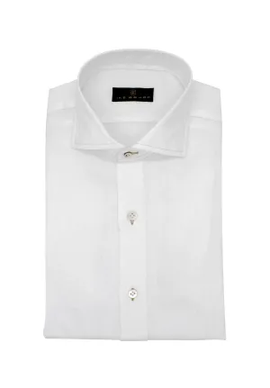 White Hand Finished Italian Linen Sport Shirt