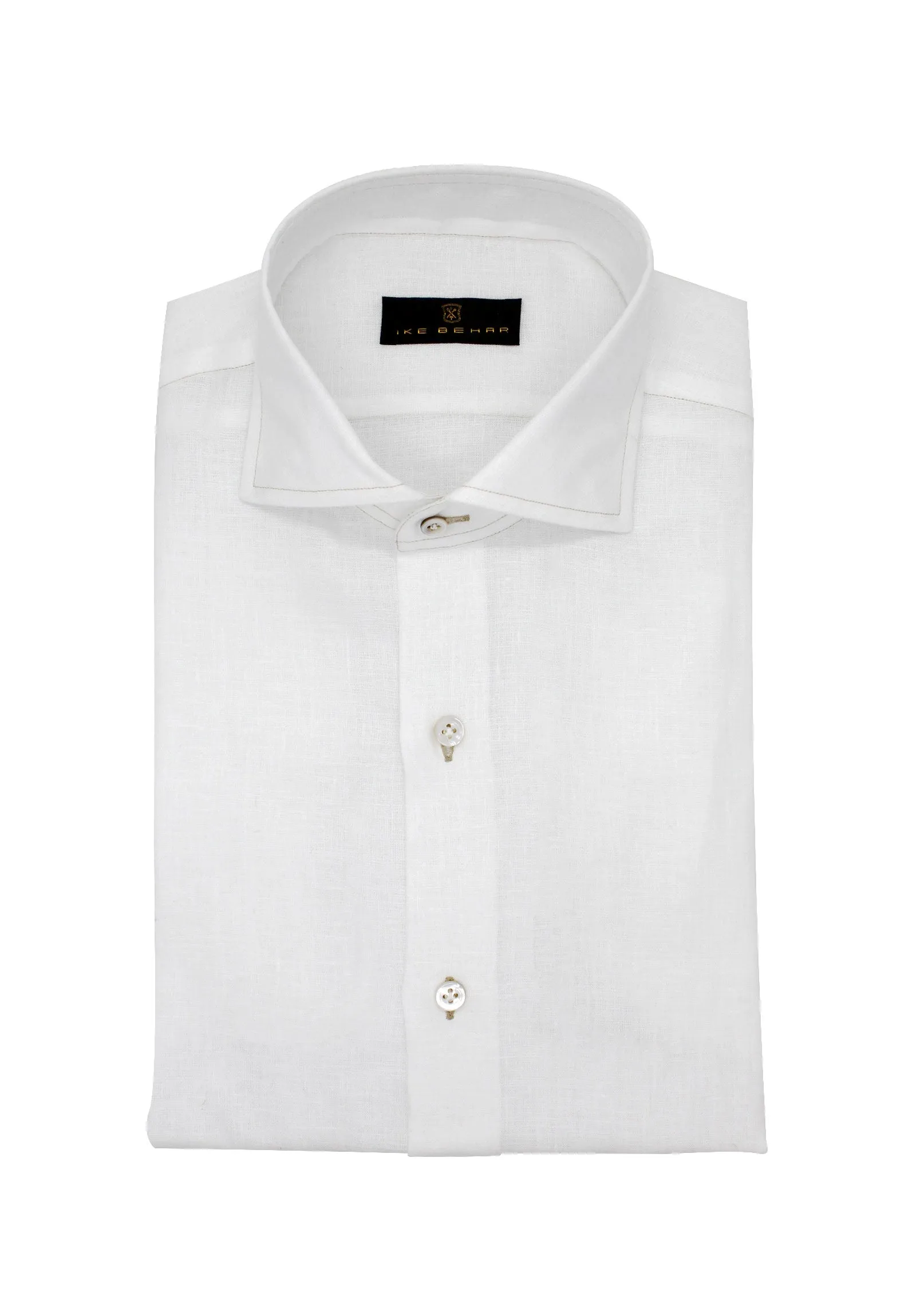 White Hand Finished Italian Linen Sport Shirt