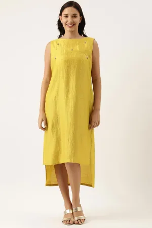 Yellow Silk High Low Dress