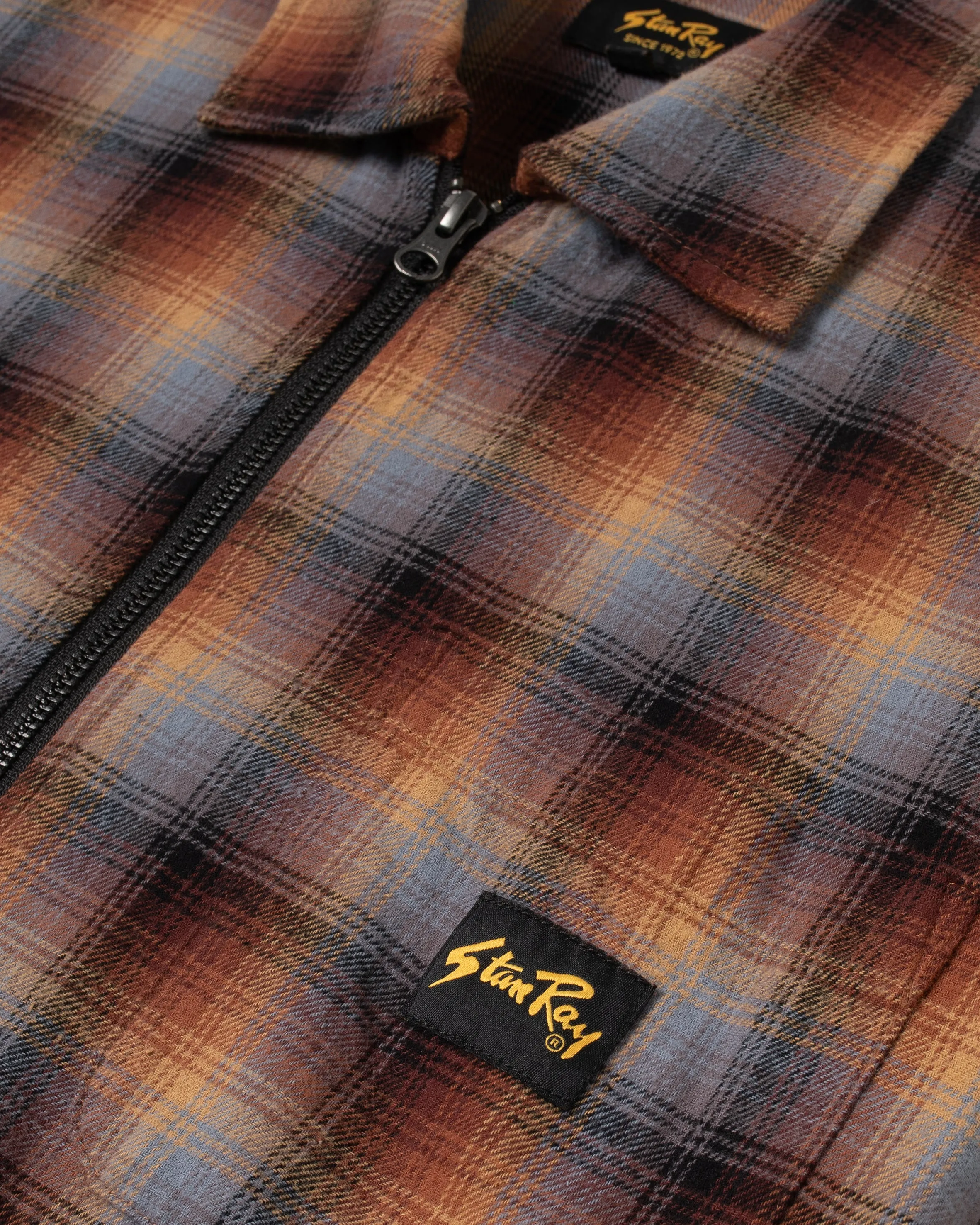 Zip Shirt (Brown/Blue Plaid)
