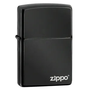 Zippo 24756ZL Classic Ebony Laser Engraved Logo Windproof Lighter
