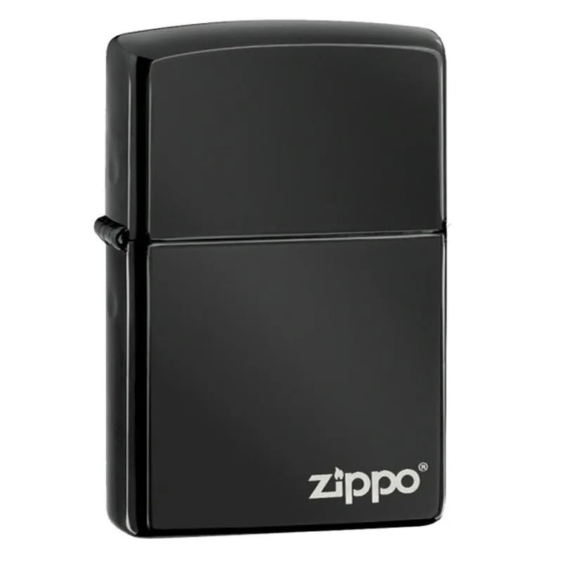 Zippo 24756ZL Classic Ebony Laser Engraved Logo Windproof Lighter