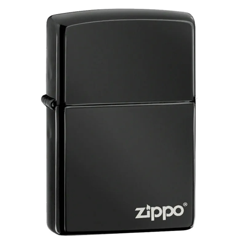 Zippo 24756ZL Classic Ebony Laser Engraved Logo Windproof Lighter