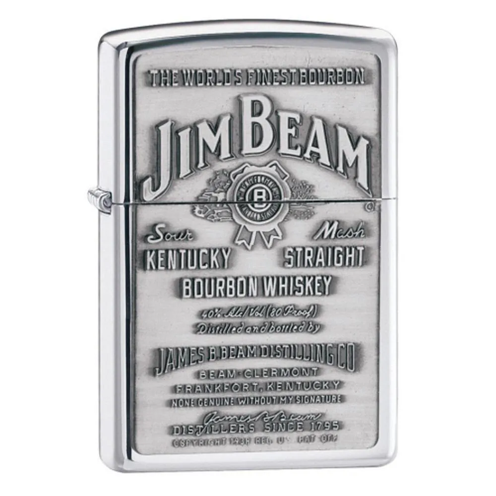 Zippo 250JB928 Classic Jim Beam Pewter Emblem High Polish Chrome Windproof Lighter